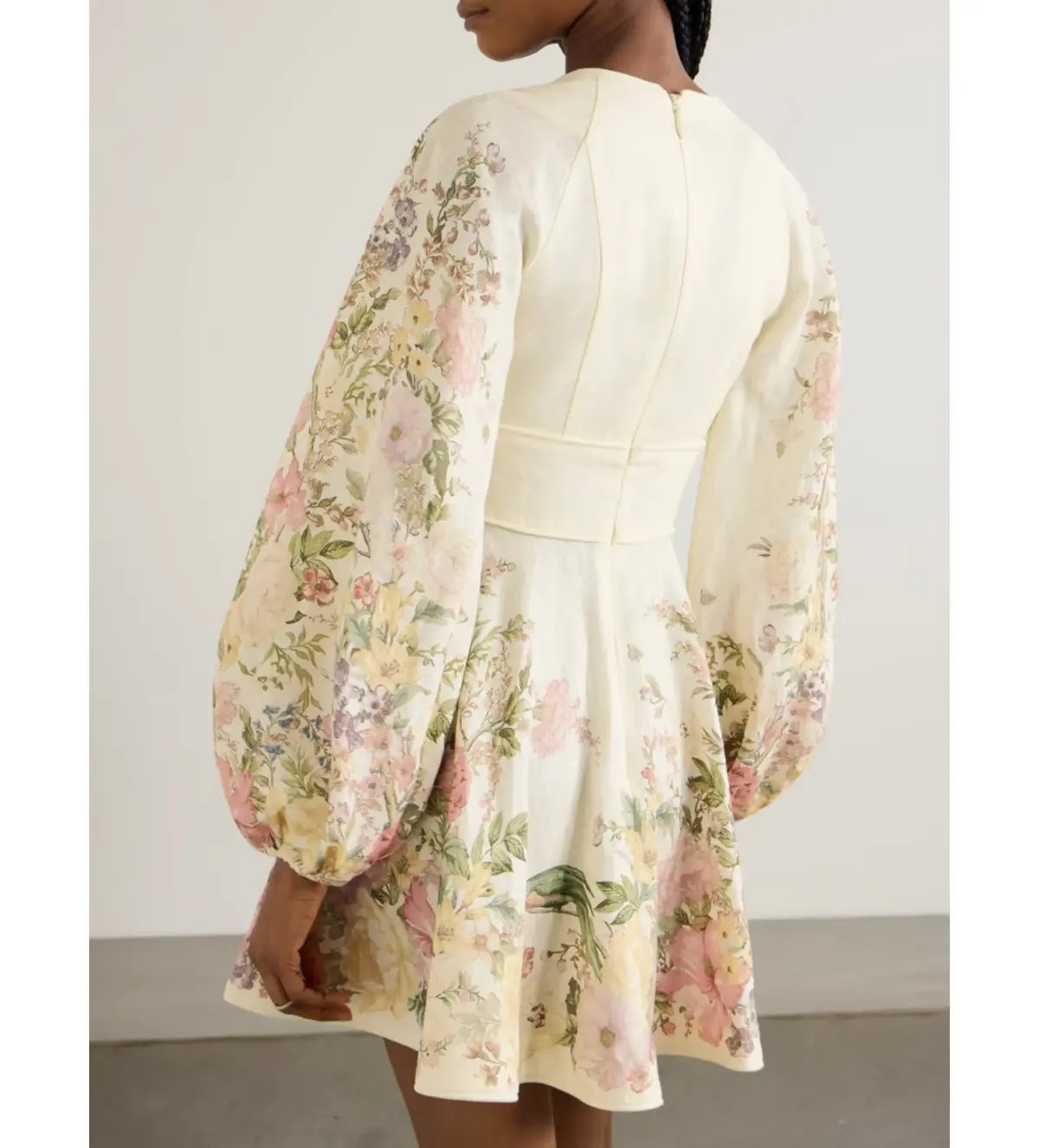 Zimmermann Waverly Plunge Tie-detailed Floral-print Linen Mini Dress Floral Size 0/Au 8 photo 2