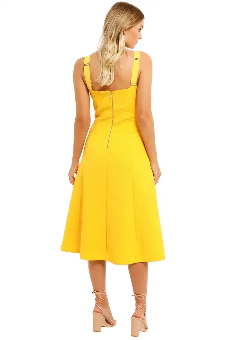 Rebecca Vallance Calla V Wire Midi Dress in Yellow Size 12 photo 3