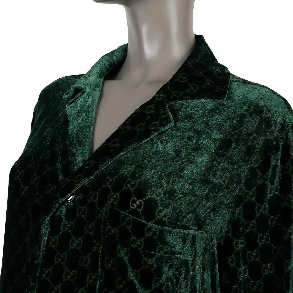 Gucci Velvet GG Monogram Set Shirt and Pants Size 6/XXS photo 3