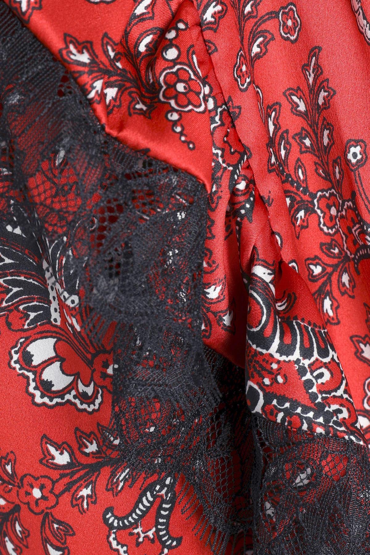 Cinq A Sept Petra Lace Trimmed Silk Satin Midi Dress Print Size 6 photo 4
