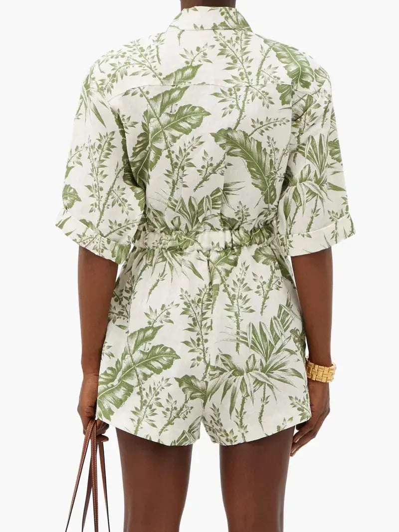 Zimmermann Empire Leaf Print Playsuit Green Size 0/8 photo 2