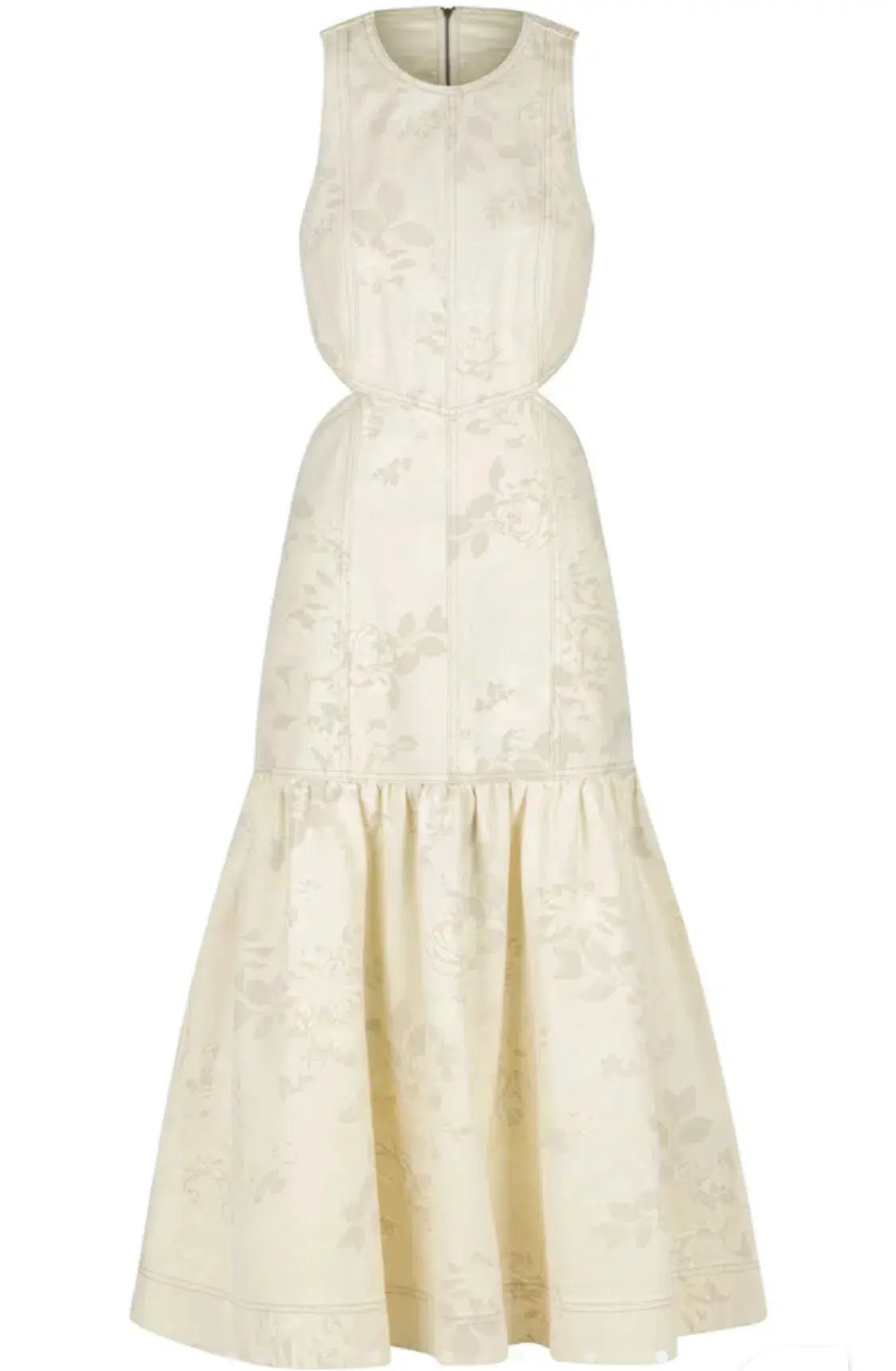 Shona Joy Monica Panelled Cut Out Midi Dress  Cream Size  8 photo 5