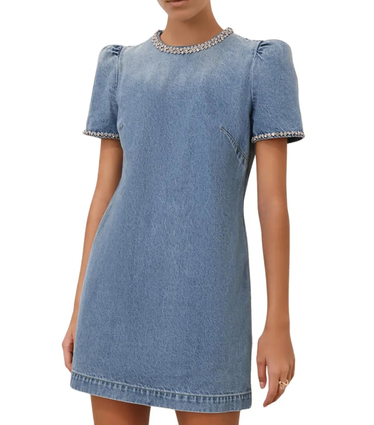 Zimmermann Crush Embellished Denim Mini Dress Blue Size 2 / AU 12 photo 4
