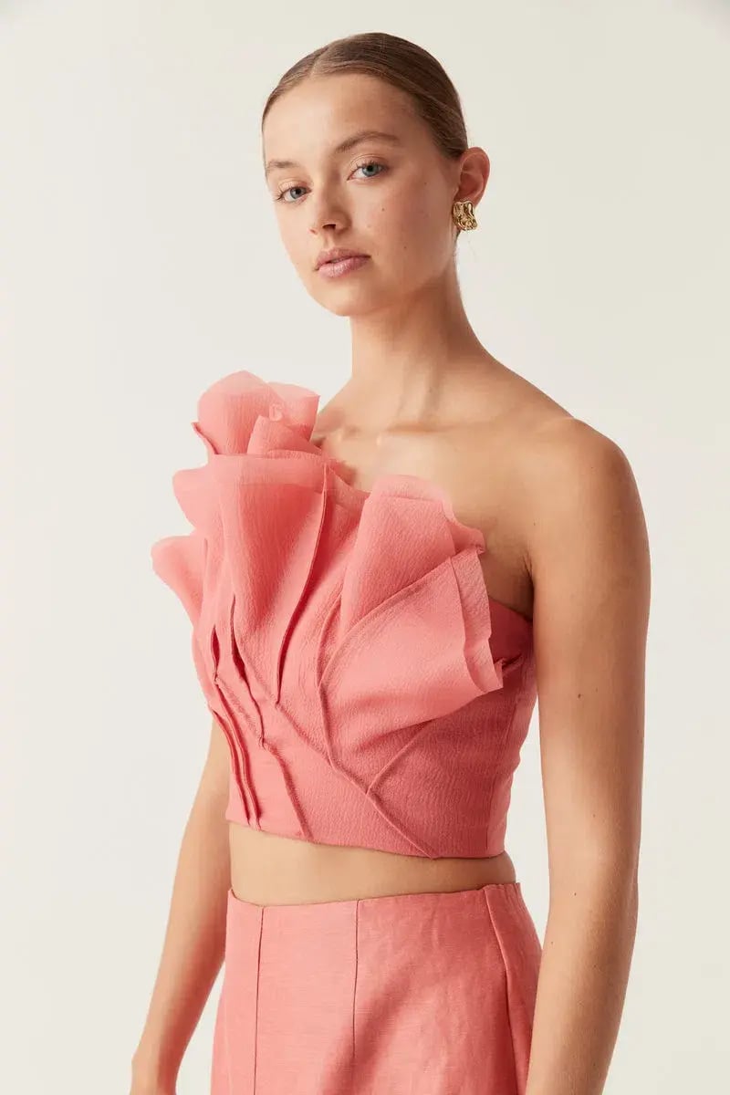Aje Flame Crop Top and Mary Column Maxi Skirt Guava Pink Size 6 photo 3