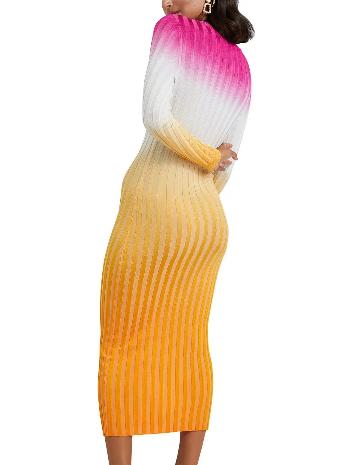 By Johnny Fuchsia Sunrise Ribbed Midi Dress Multi Size 8 photo 2