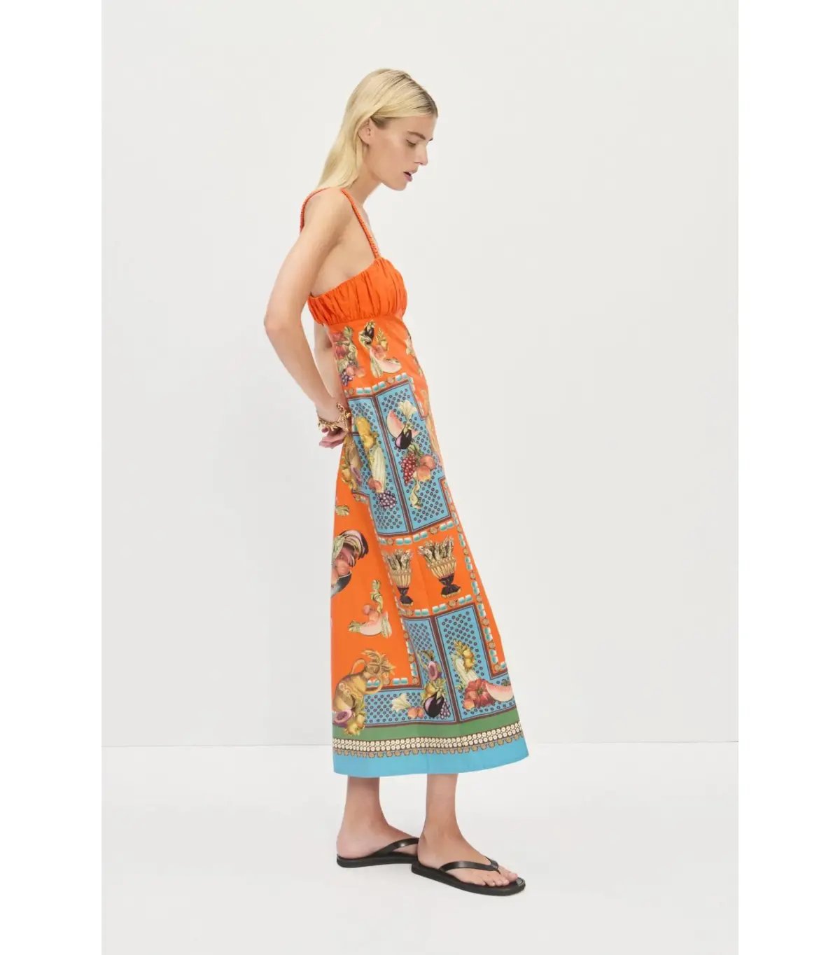 Alemais Rocco Midi Dress Orange Print Size AU 10 photo 2