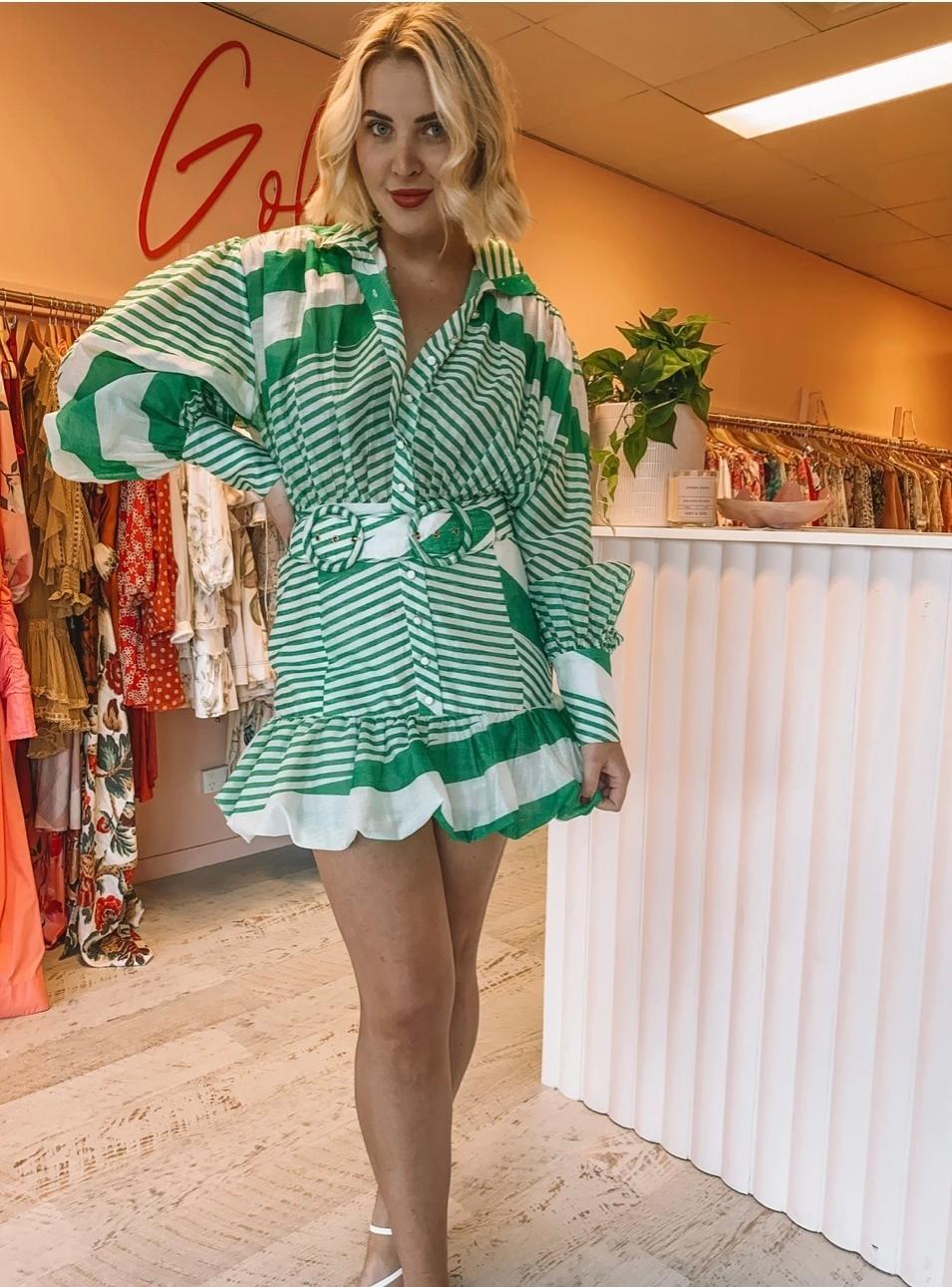 Mackenzie Mode Seeing Stars Mini Dress Green Size 10 photo 4