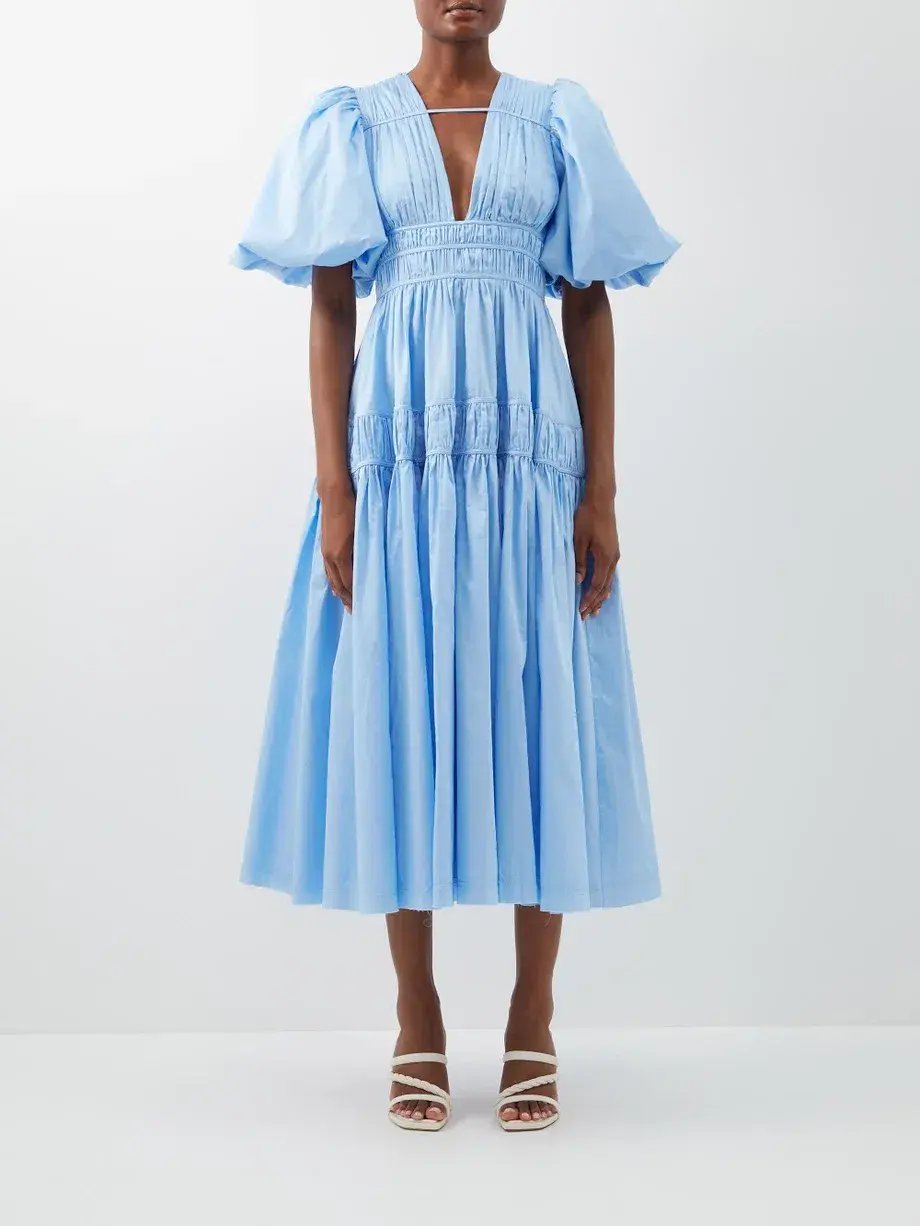 Aje Fallingwater Gathered Midi Dress Light Blue Size L / AU 12 photo 2