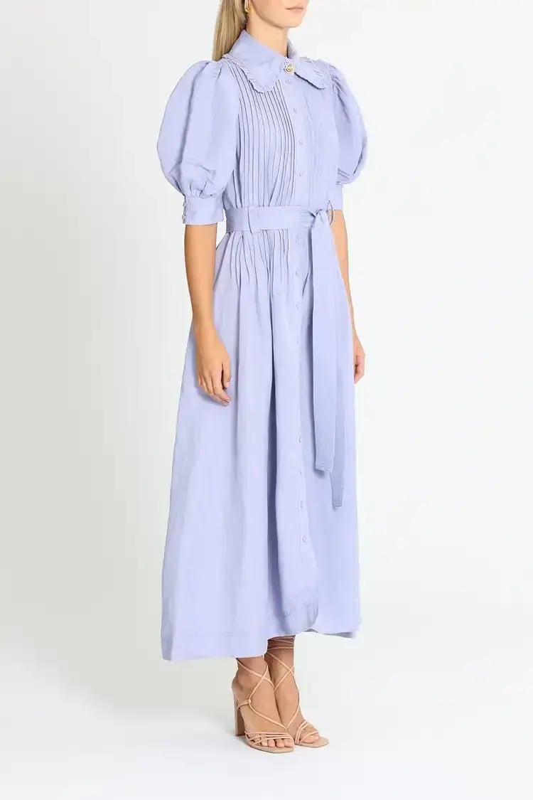 Aje Madeleine Belted Midi Dress in Lilac Size 8 photo 2