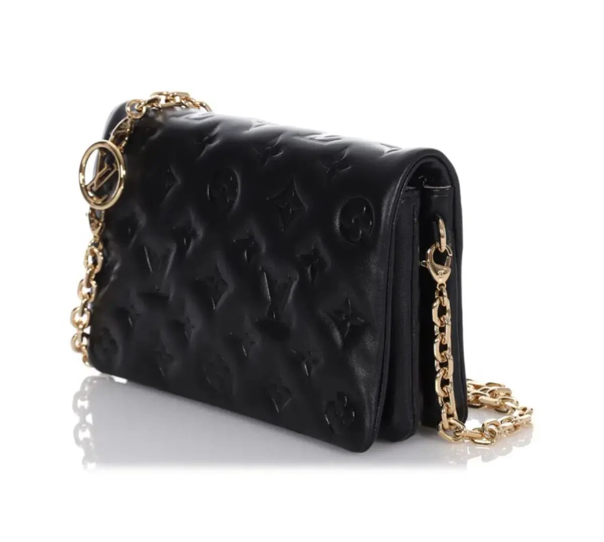 Louis Vuitton Monogram Embossed Puffy Lambskin Pochette Coussin Black with Gold Hardware photo 2