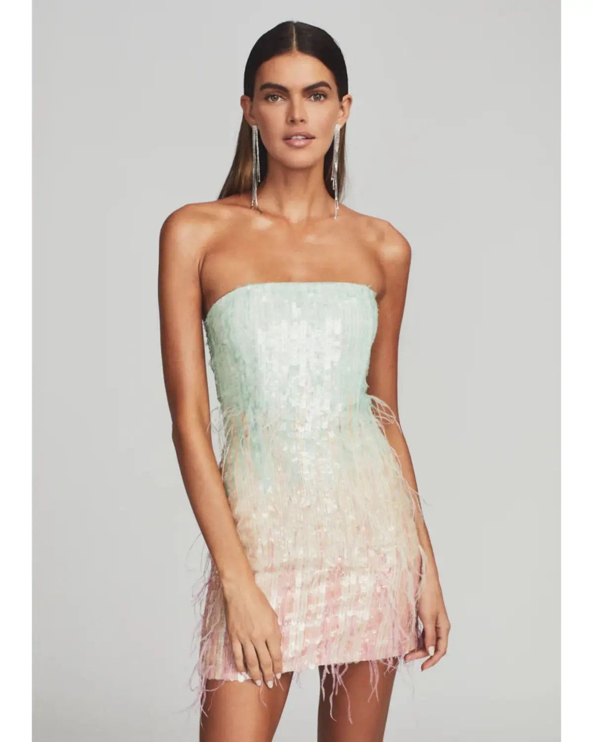 Retrofete Anastasia Sequin Feather Mini Dress in Feather Size AU 8 photo 2