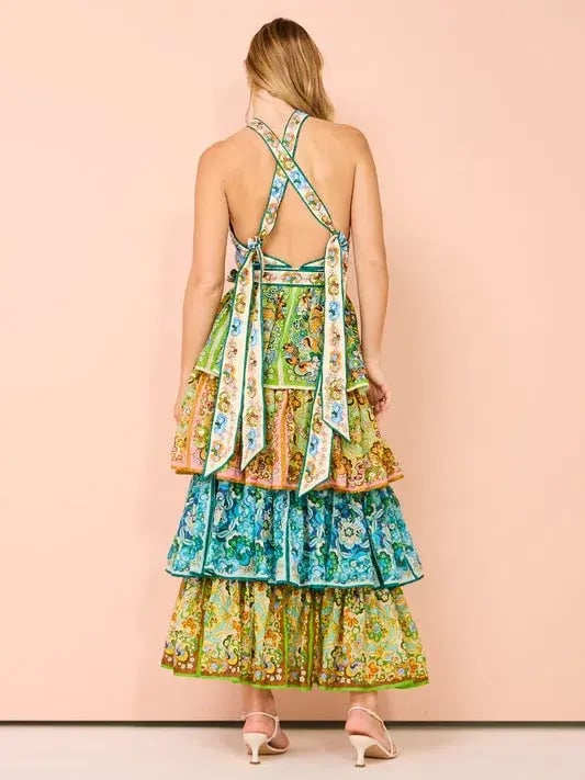 Alemais Dreamer Halter Tier Dress Multi Size 8 photo 2