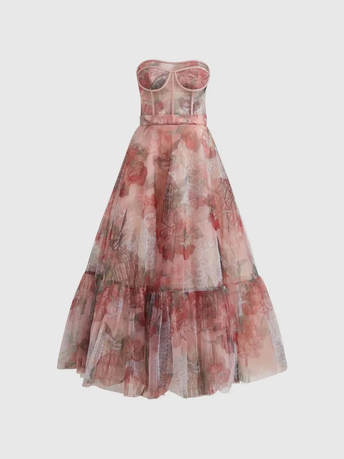 Leo Lin Rae Bustier Midi Dress in Azalea Print Size 14 photo 5