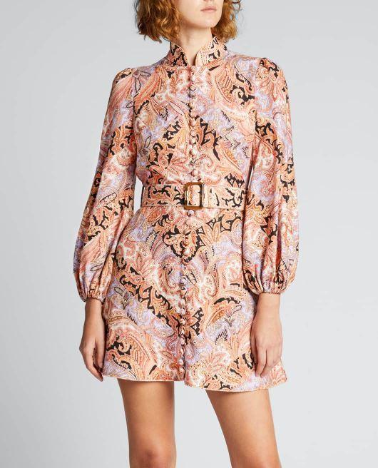 Zimmermann Botanica Chevron Mini Dress Chevron Paisley Size 0 / AU 8 photo 4
