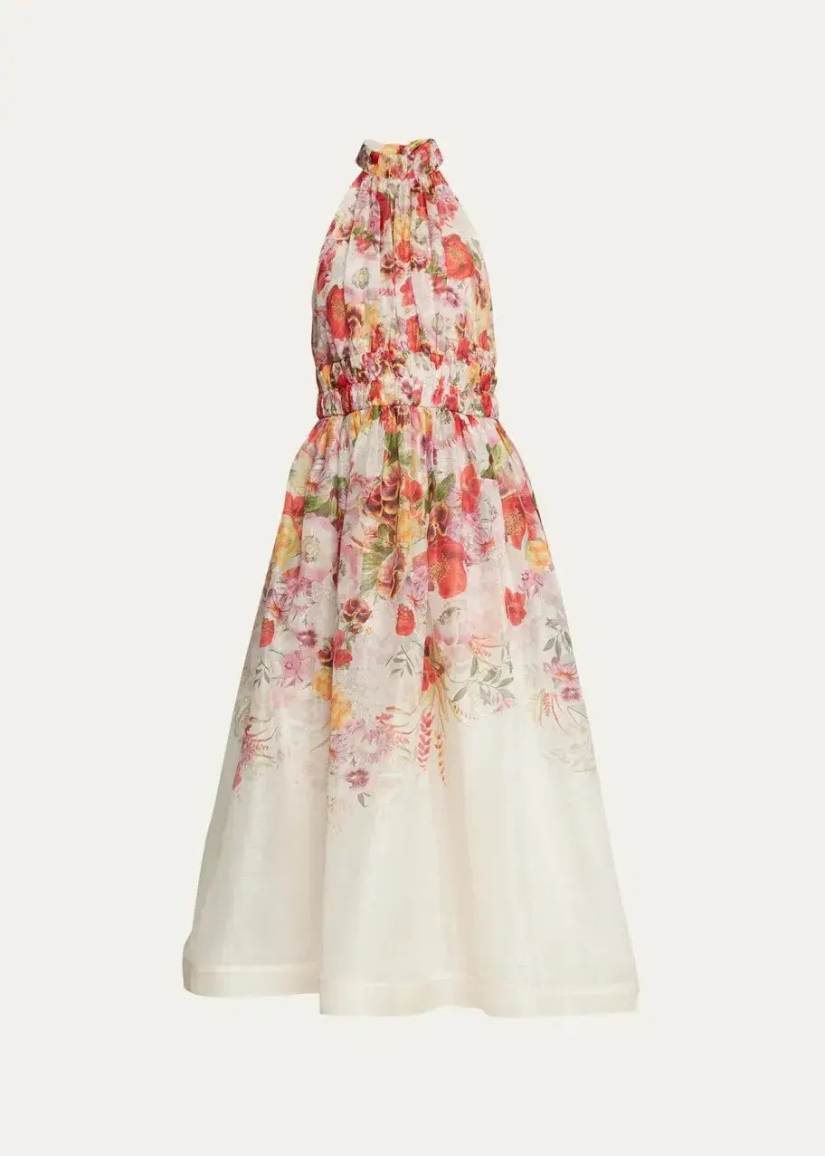 Zimmermann The Wonderland Halter Dress in Elka Poppy Ivory Print Size 1 /Au 10 photo 3