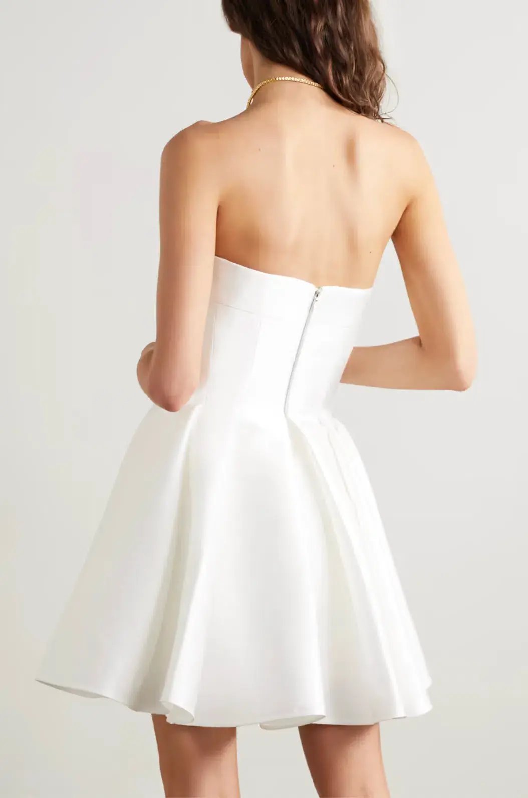 Rasario Strapless Pleated Satin Mini Dress White Size 8 photo 2