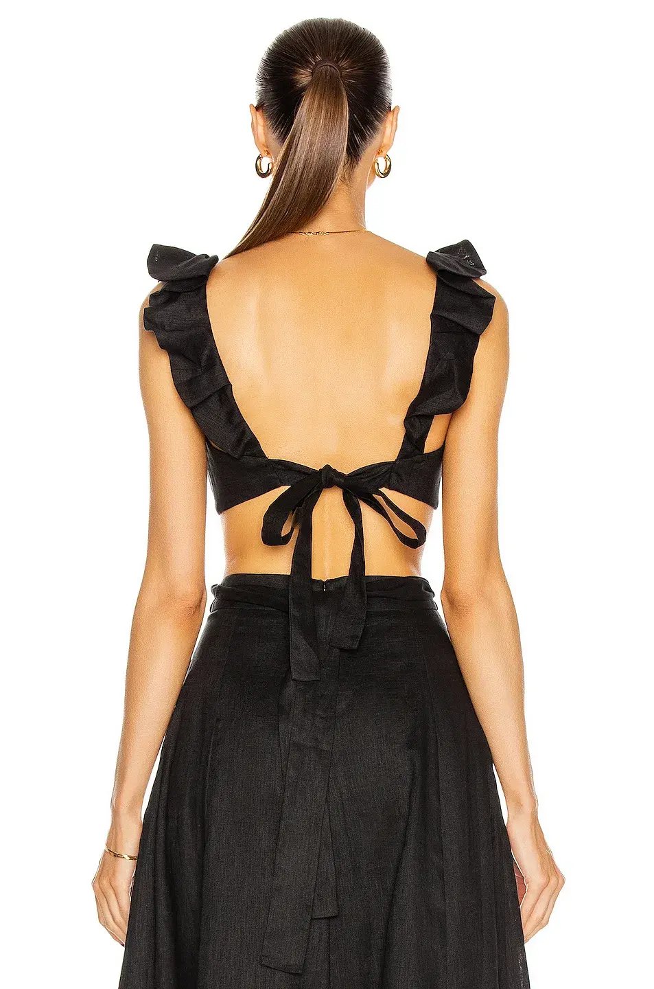 Zimmermann Riders Frill Neck Cropped Top Black Size 6 photo 3
