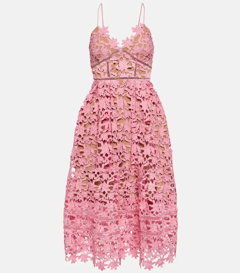 Self-Portrait Azalea Lace Midi Dress Pink Size AU 12 photo 5