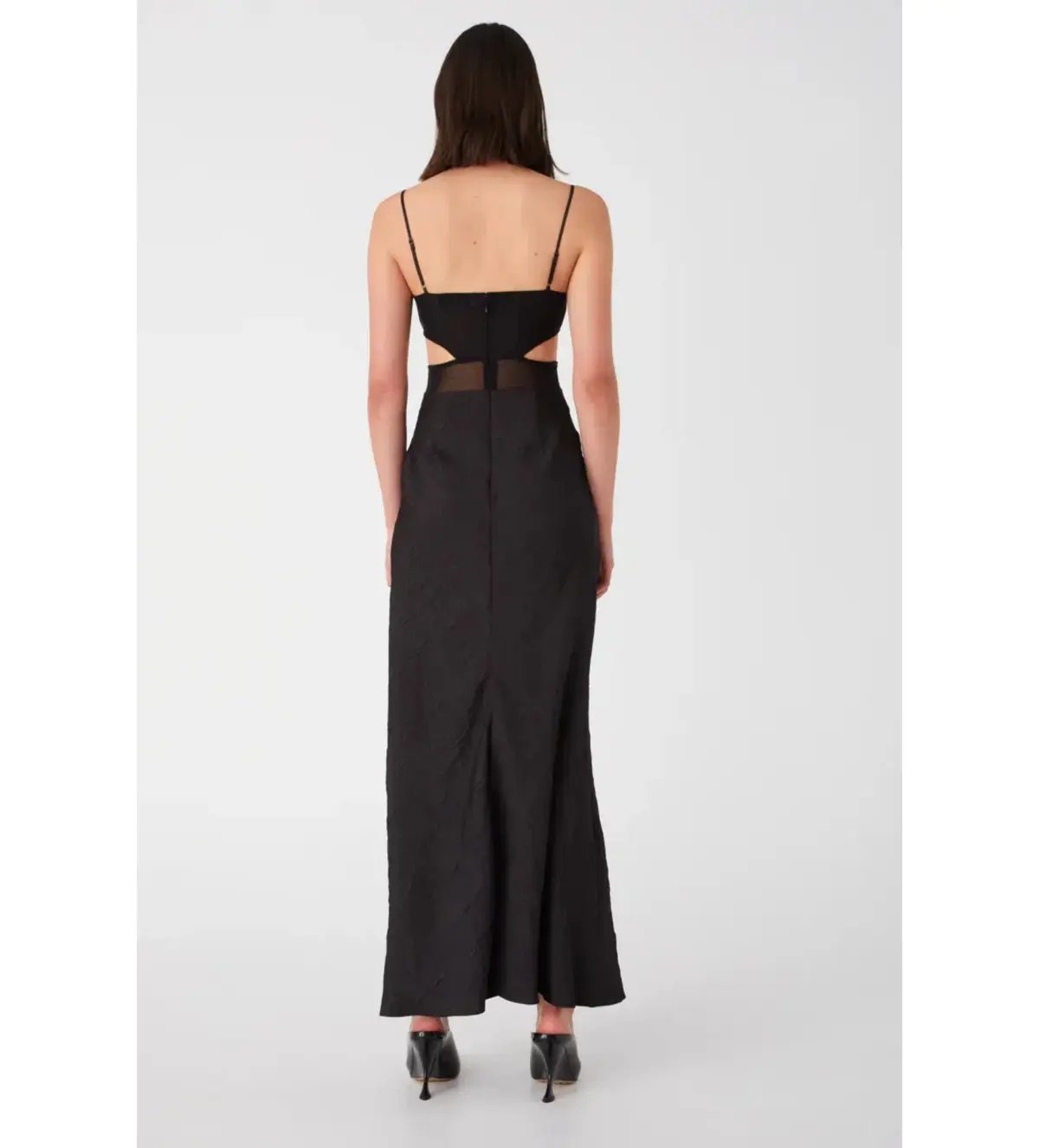 Misha Rebecca Satin Maxi Dress Black Size 10 photo 3