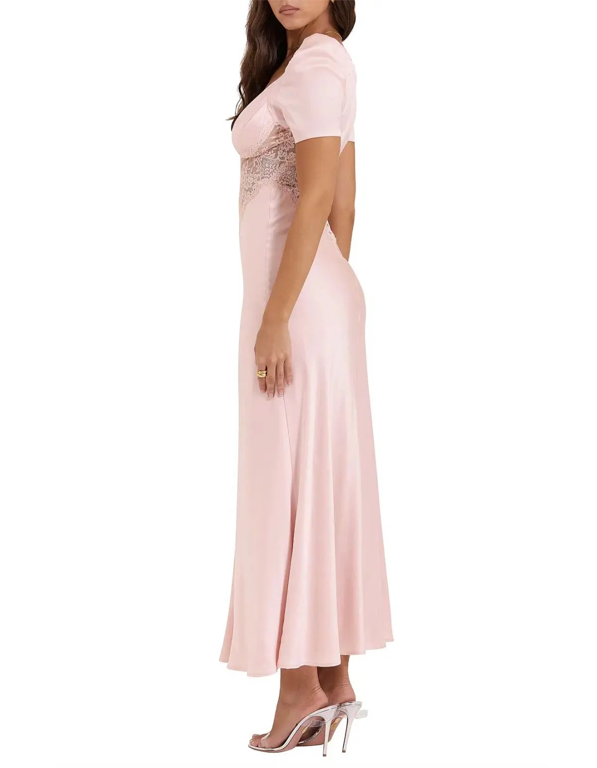 House of CB Rafaela Pure Silk & Lace Dress Soft Peach Size 12 photo 3