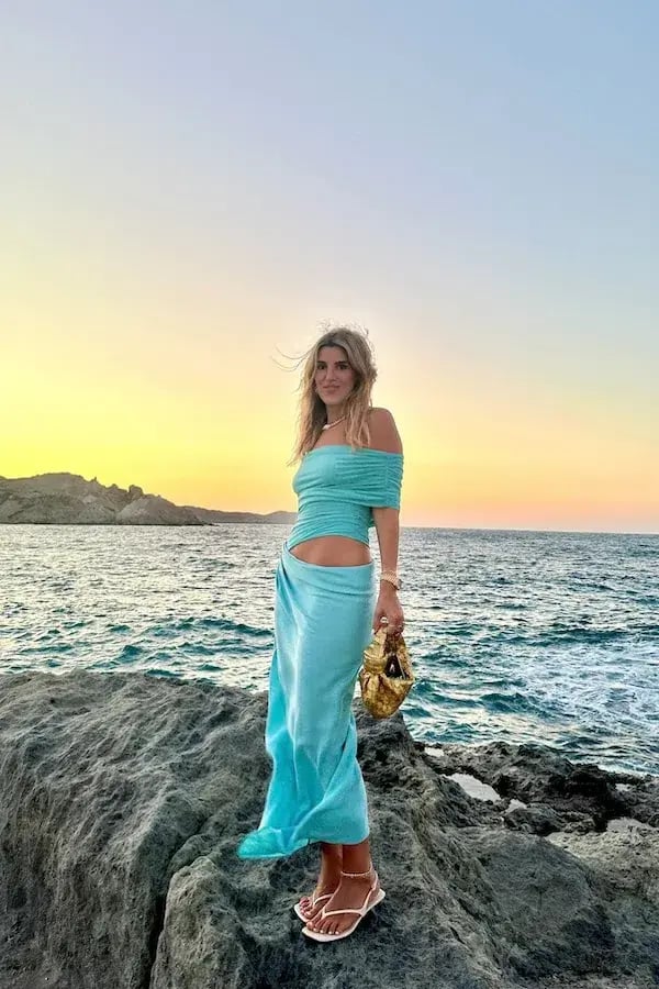 Benni Nico Off Shoulder Maxi Dress Aquamarine Size 8 photo 4