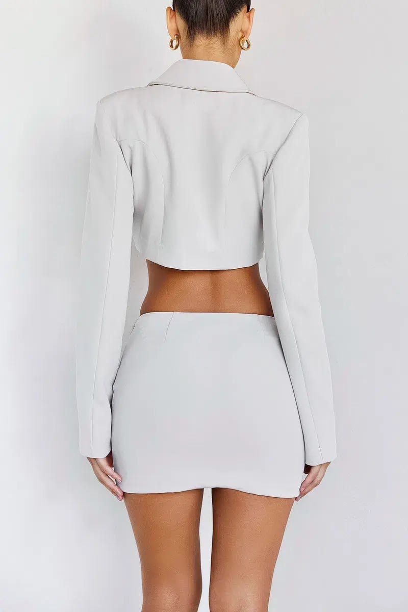 Nemesis Cropped Jacket And Skirt Set Beige Size 10 photo 2