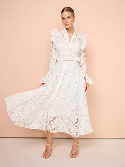 Leo Lin Aliyah Lace Butterfly Sleeve White Size AU 10 photo 2