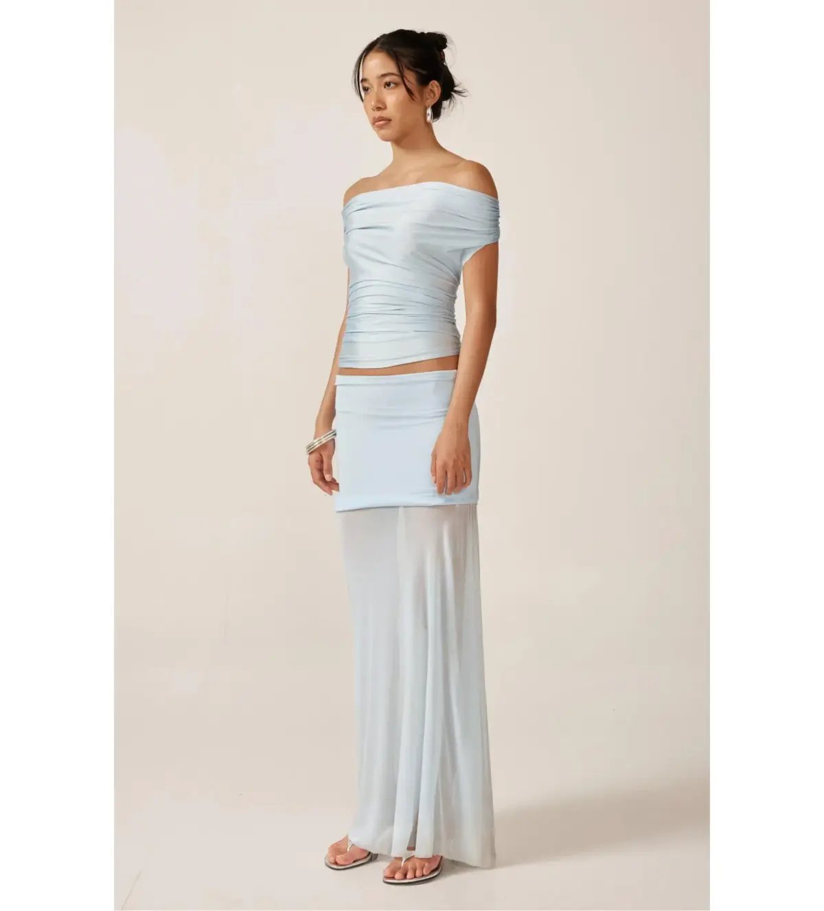 Ance Gria Grace Top and Maxi Skirt Set Sky Blue Size S AU 8 photo 3