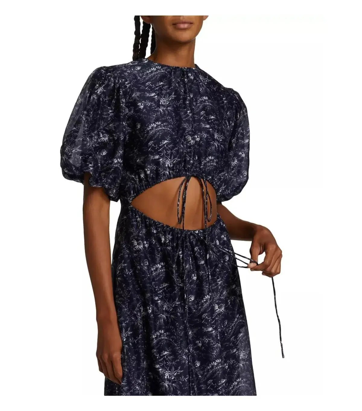 White Closet navy floral flowing dress size 8 photo 26