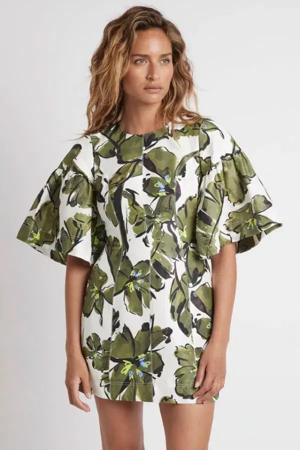 AJE Oasis Cut Out Mini Dress Olive Leaf Size 16 photo 4