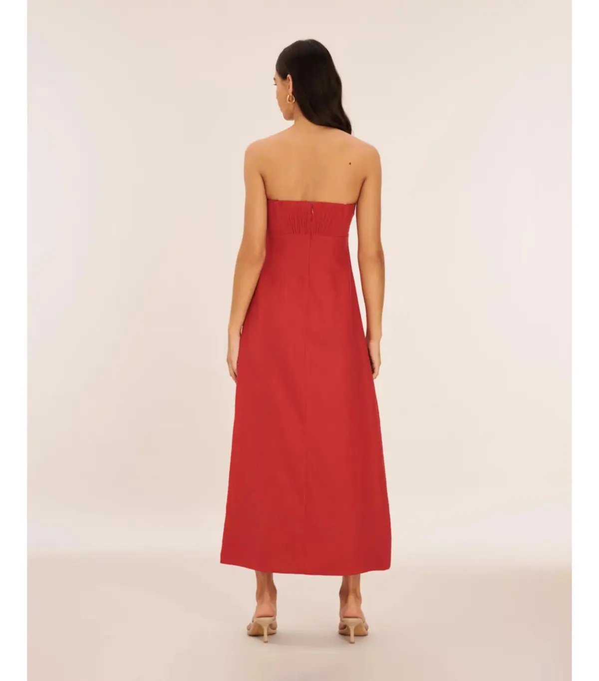 Aere Linen Empire Waist Maxi Dress Red Size AU 12 photo 3