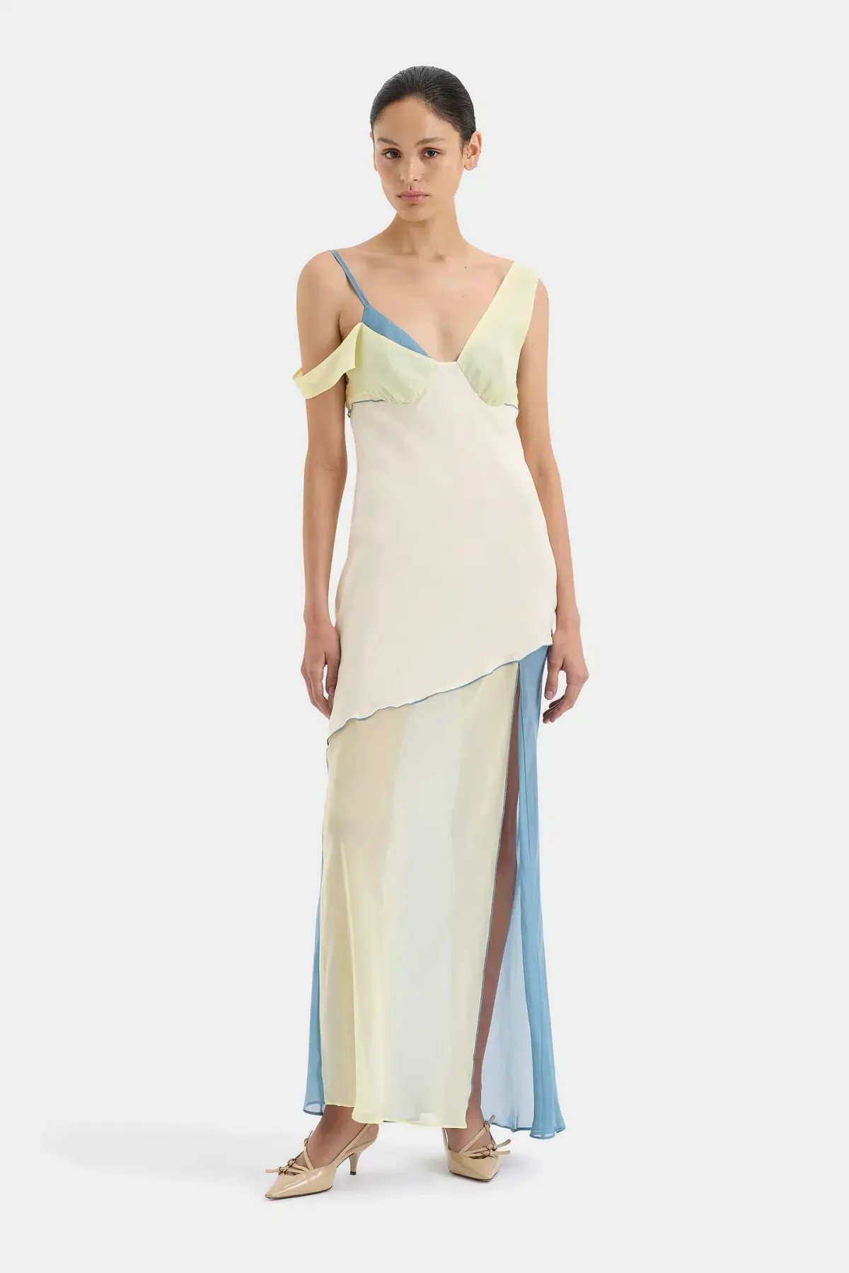 Sir The Label Thames Splice Midi Dress in Ecru Multi Size 1 / AU 8 photo 4