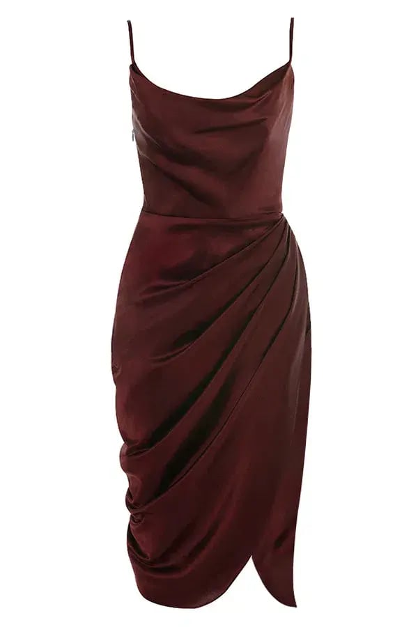 House of CB Reva Satin Balcony Corset Midi Dress Red Size 6 photo 5