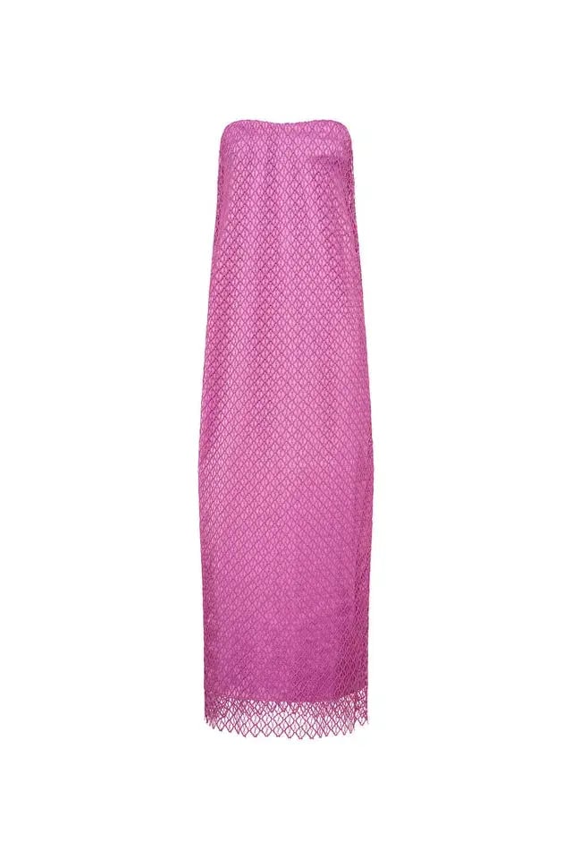 Camilla and Marc Sinclar Lace Strapless Maxi Dress in Magenta Pink Size 10 photo 4