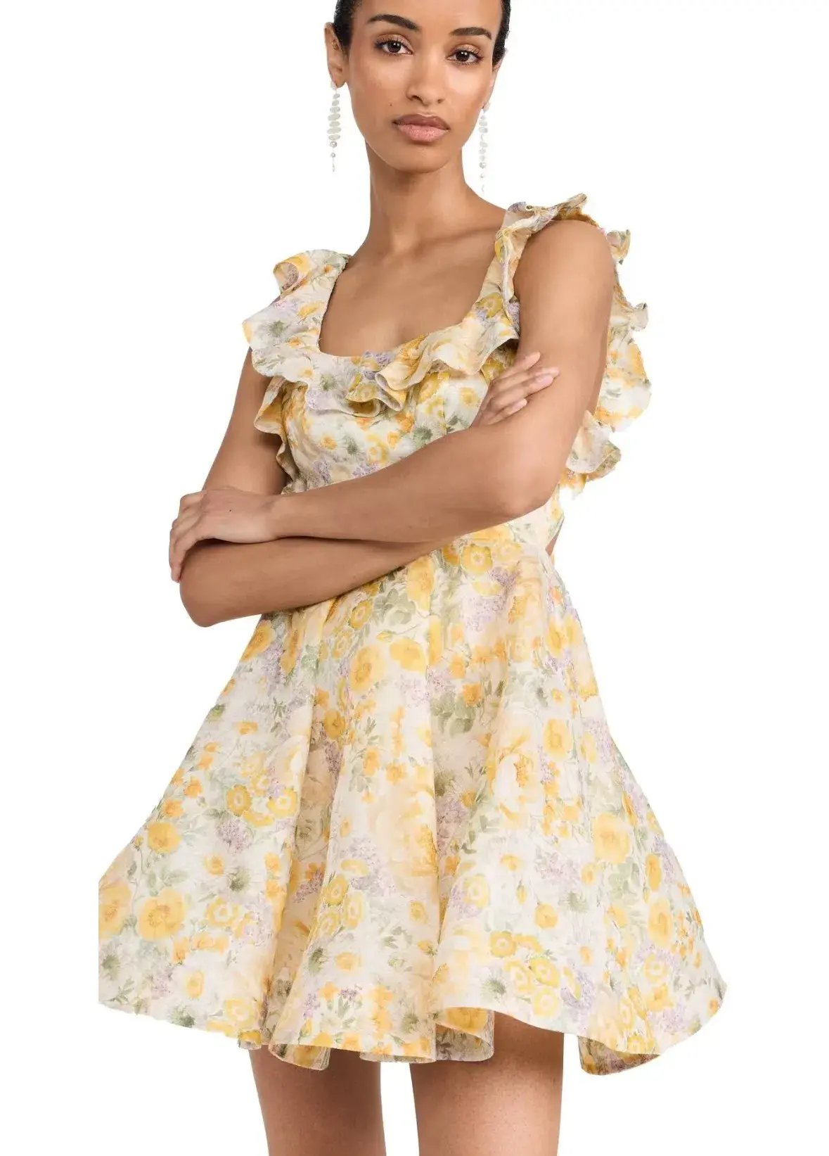Zimmermann Harmony Frilled Mini Dress Citrus Garden Print Size 1 (6)6 photo 4