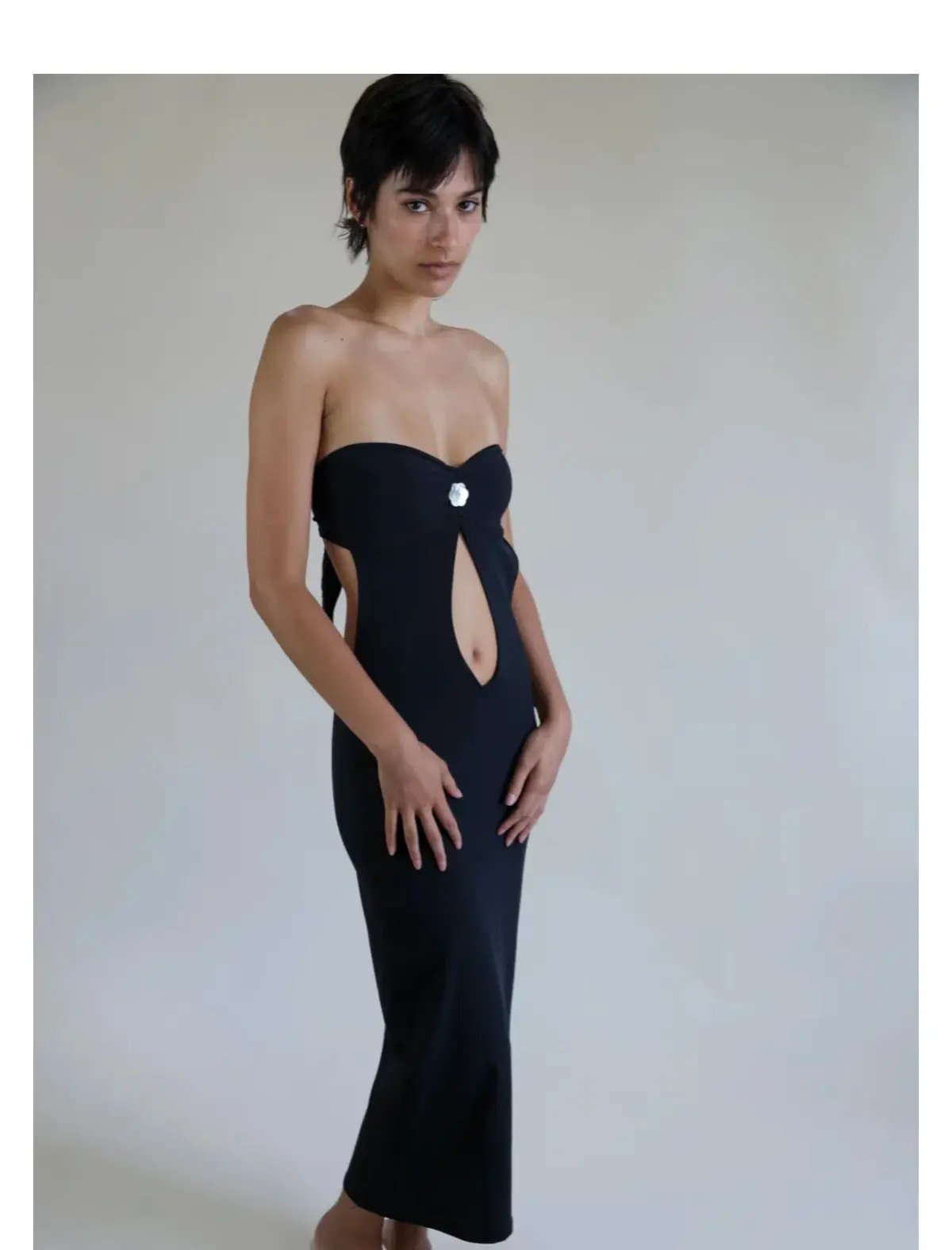 BUCI NYC Long Flower Dress Black Size 6 photo 2