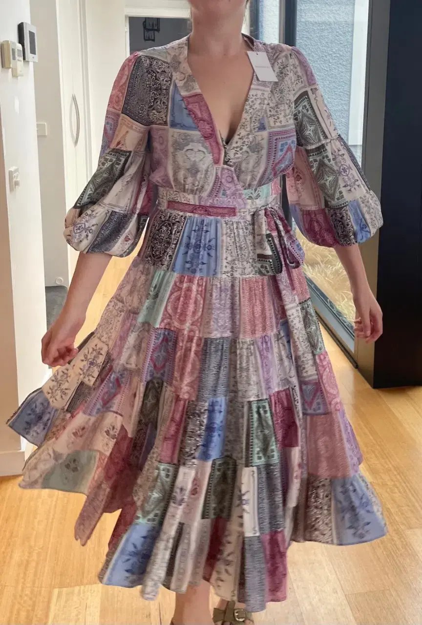 Zimmermann Wrap Midi Dress Multi Zodiac Cards Print Size 2 /Au  12 photo 4