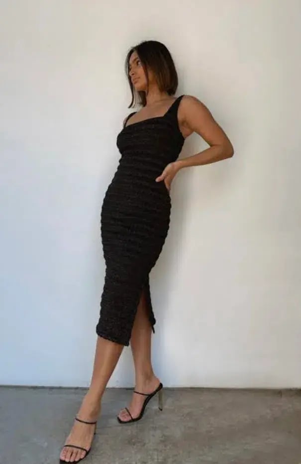 Suboo Nadine Stretch Midi Dress Black Size 10 photo 2