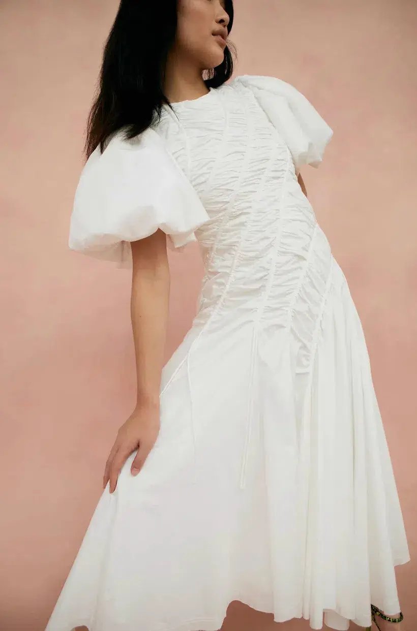 Aje Siren Drawstring Midi Dress Ivory Size 6 photo 2