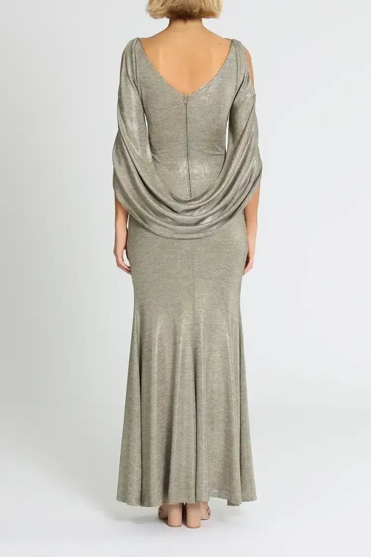 Montique Lana Metallic Gown Gold Size 8 photo 2