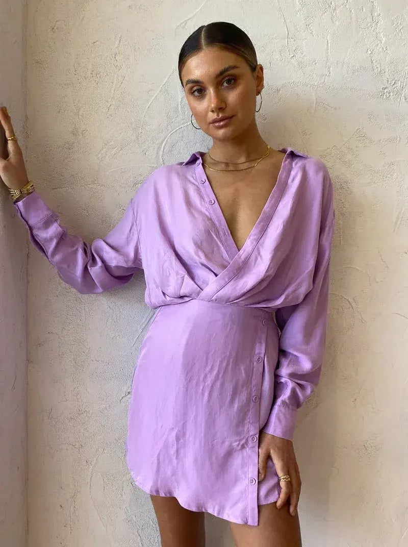 Sovere Encore Mini Shirt Dress Frosted Lilac Size M / Au 10 photo 4