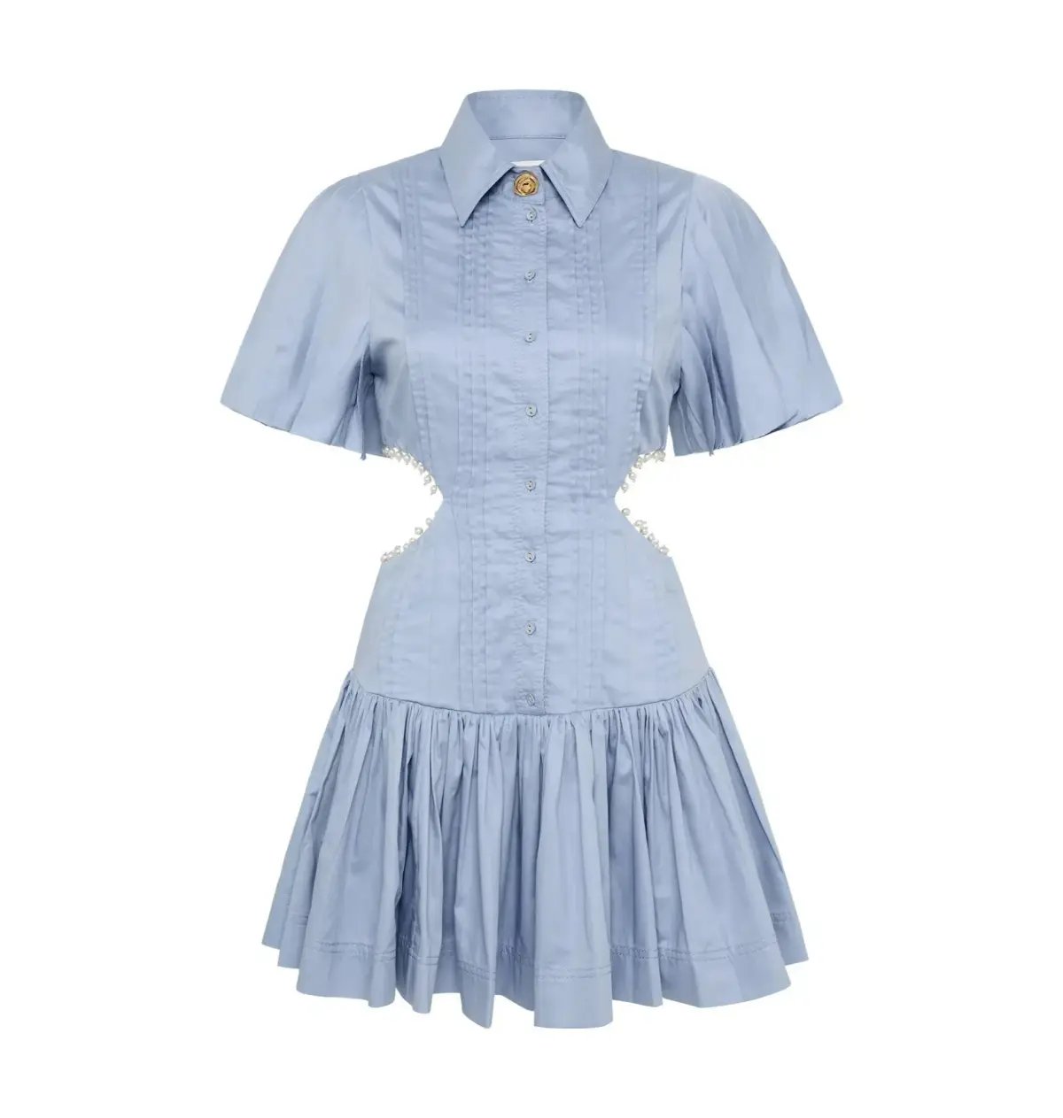 Aje Mythos Pearl Waist Mini Dress Steel Blue Size AU 10 photo 4