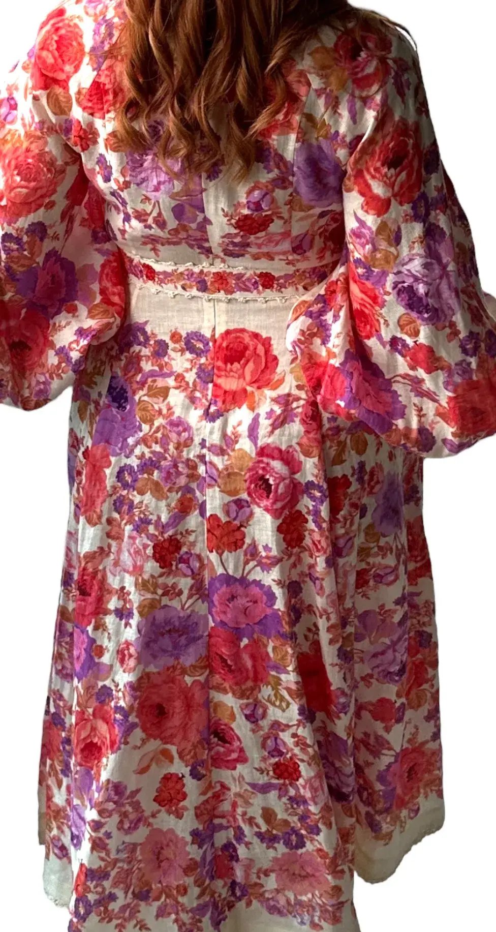 Zimmermann Raie Billow Sleeve Midi Dress Red/Purple Floral Size 10 photo 8