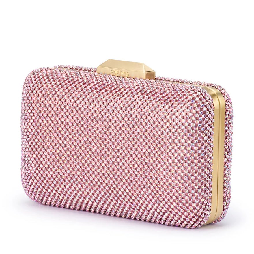 Olga Berg Ronny Crystal Mesh Clutch - Pink photo 2