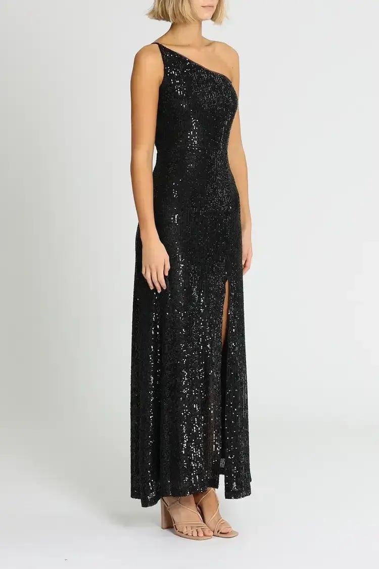 Montique Elle Sequin Black Gown Black Black size 14 photo 2