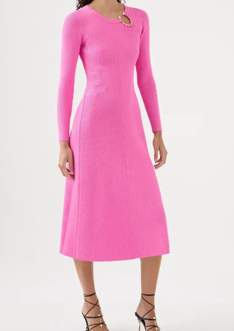 AJE Crescent Knit Midi Dress Pink Size XS/AU 8 photo 3