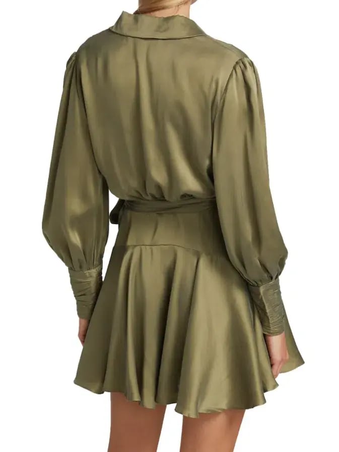 Zimmermann Silk Wrap Mini Dress Fennel Green Size 0P / AU 6 photo 2