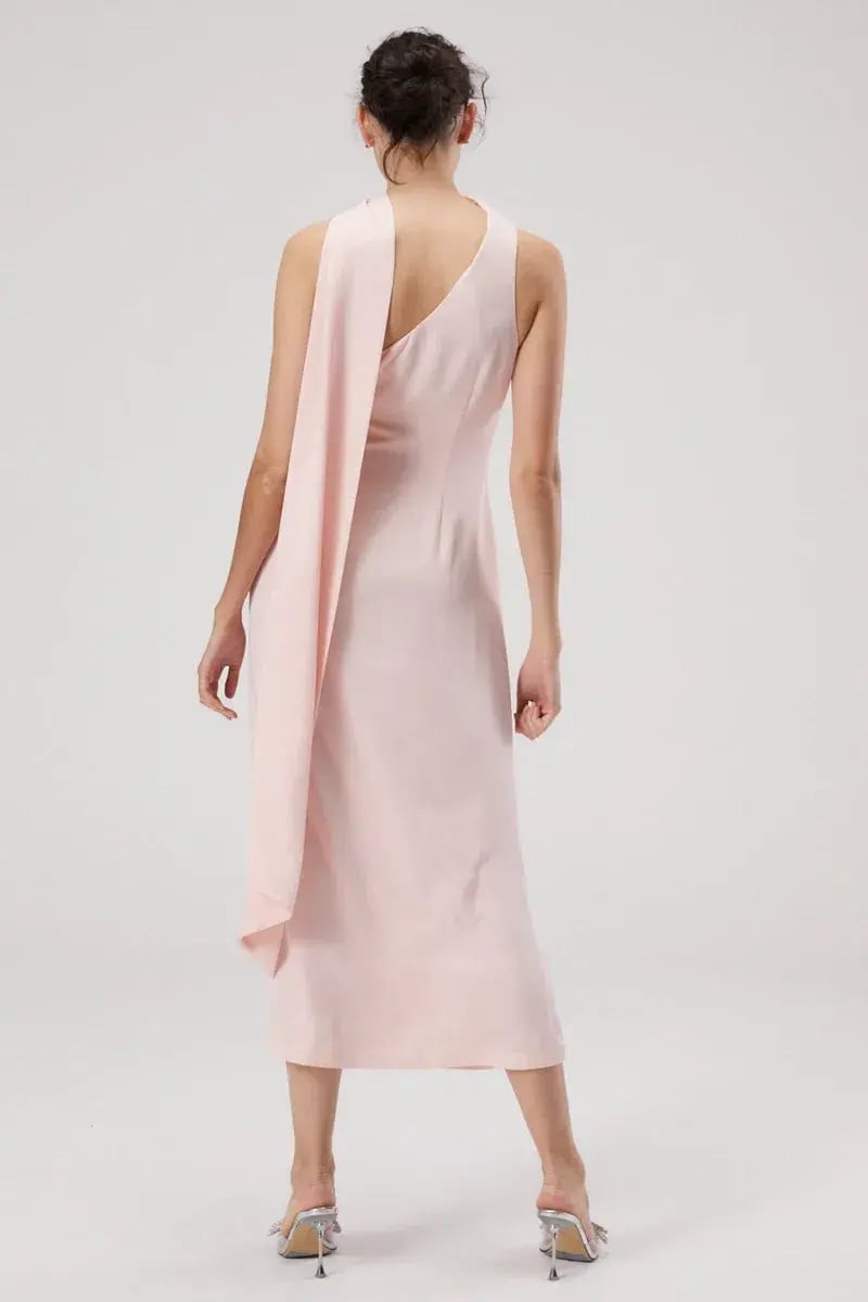 Misha Estra Satin Midi Dress Blush Size 8 photo 3