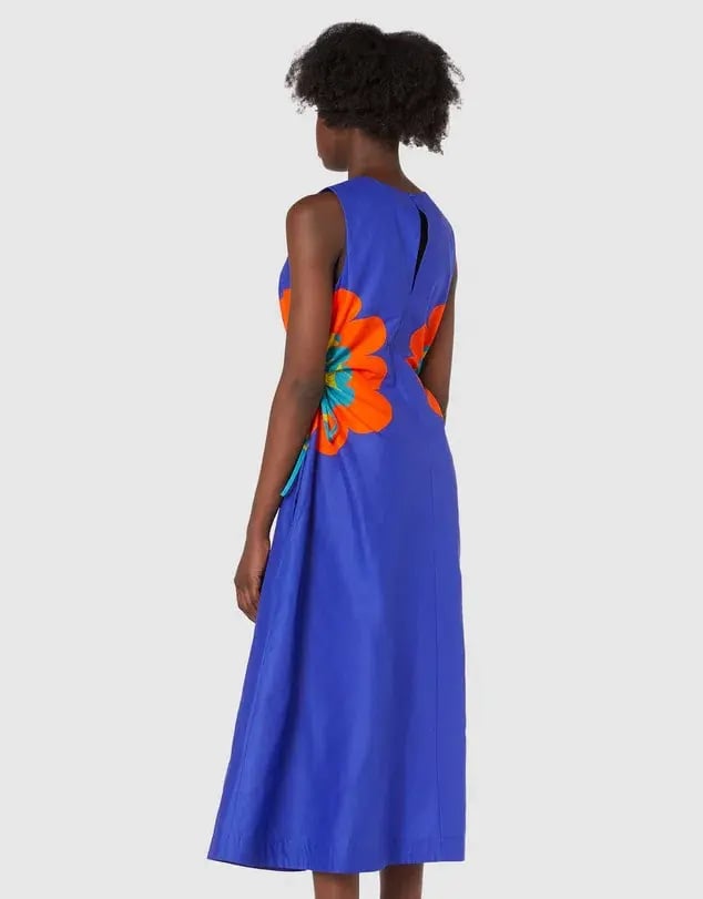 Gorman Puffy Flower Midi Dress Blue Size 8 photo 3