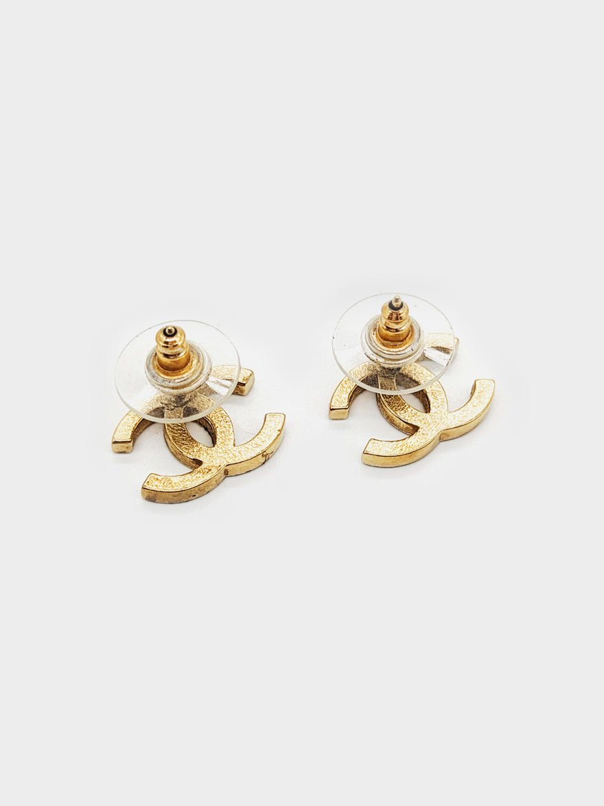 Chanel Swarovski Crystal CC Earrings Gold photo 3